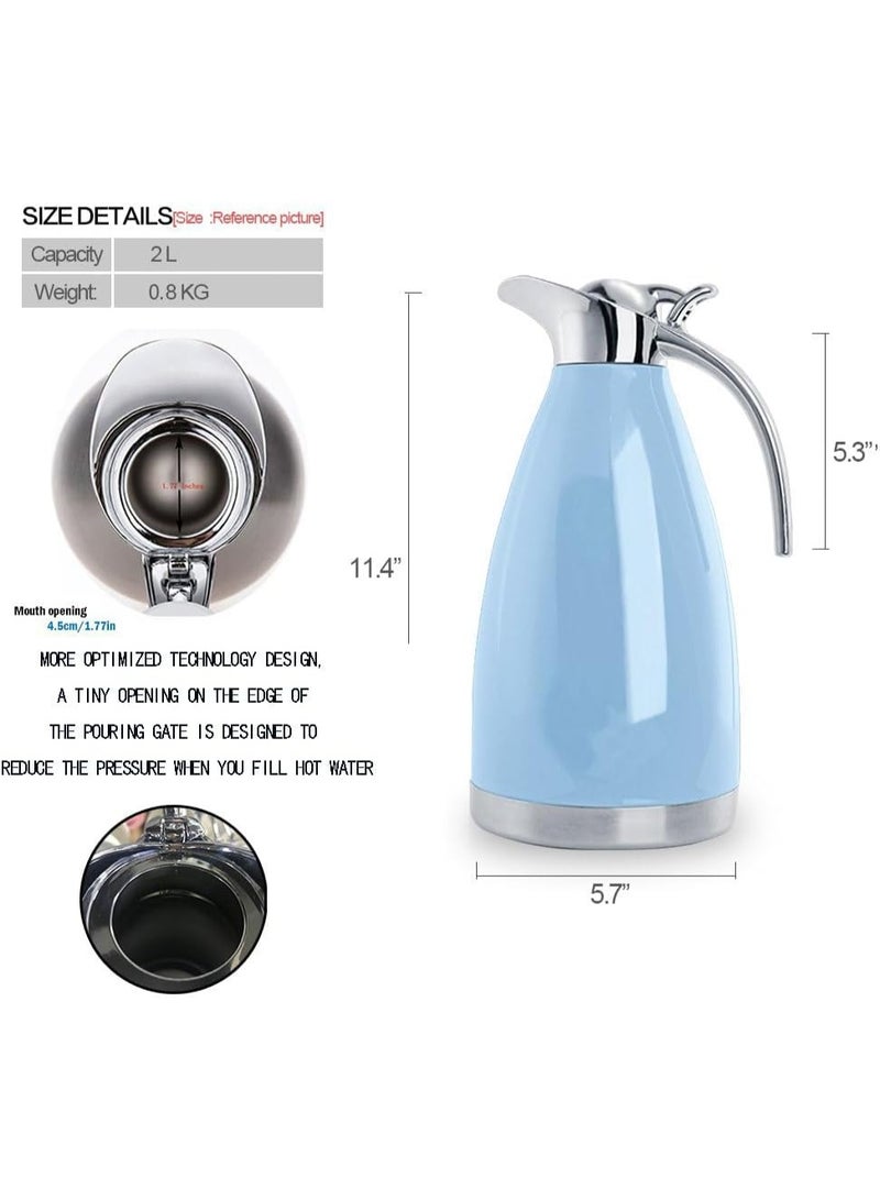 68 Oz Stainless Steel Coffee Thermal Carafe/Double Walled Vacuum Thermos Insulated / 24 Hour Heat Retention / 2 Liters (Blue) - Image 5
